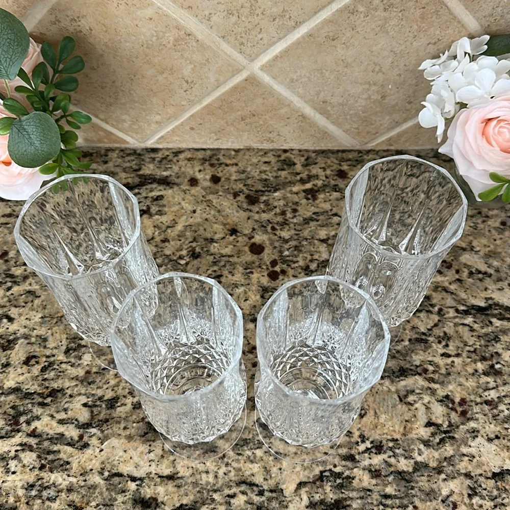 Made in France: Set of 4 Crystal Wine Or Ice Tea Glasses - Cristal D’Arques
